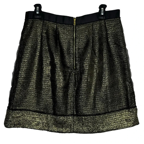 LOFT Ann Taylor Wool Blend Tweed Skirt Size 10 Black Gold Sheer Metallic NWT - Picture 3 of 8